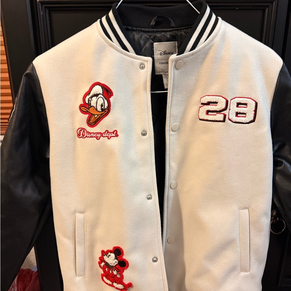 Disney White and Black Jacket with Donald and Mickey Patches